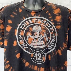 The Hunger Games District 12 T Shirt 2012 Movie Film Tie Dye Black XL X-Large
